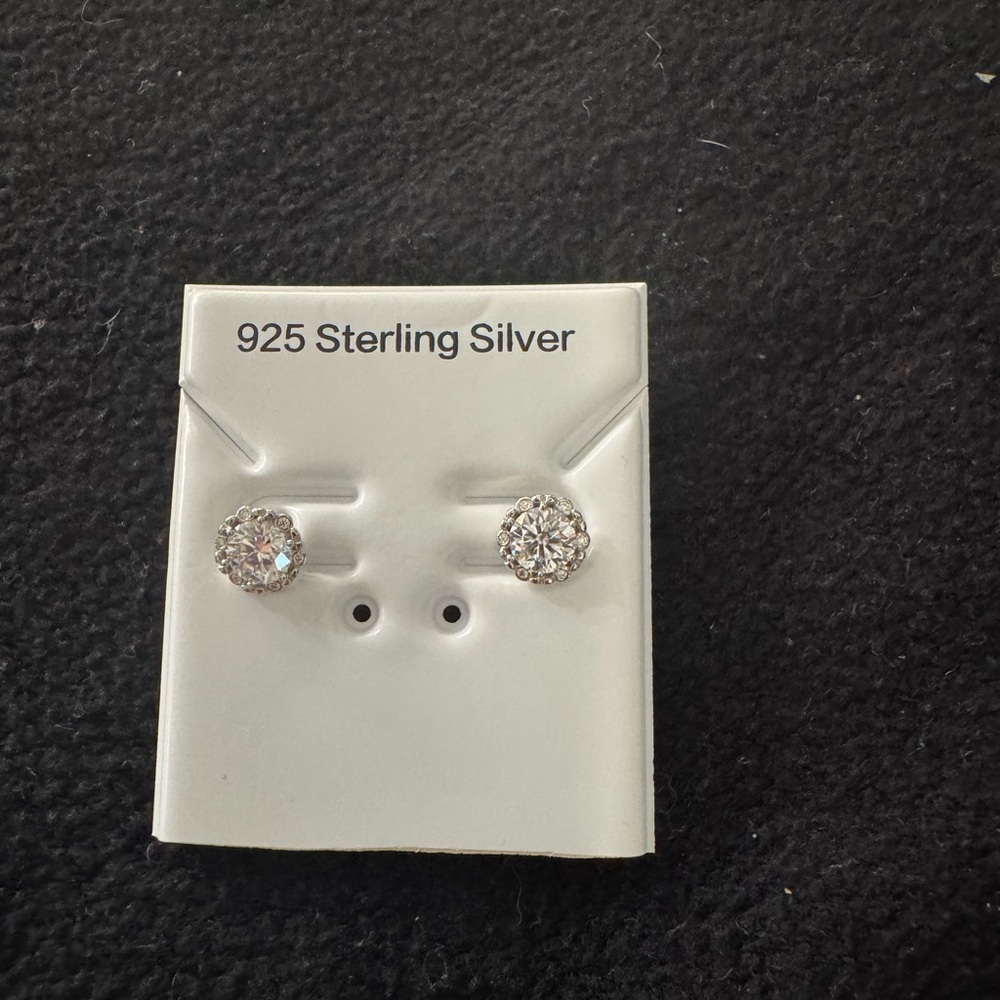 Sterling Silver Moissanite Stud Earrings